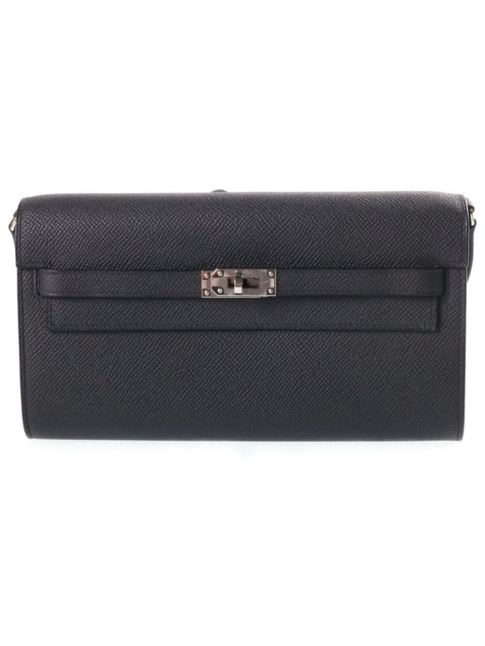 Hermes Kelly Long to Go Epsom Leather Shoulder Bag Noir Black Silver